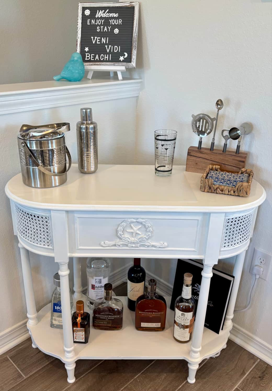 Coastal Antique Bar off the main living area and kitchen