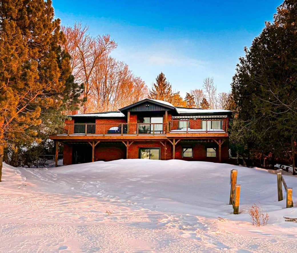 View from lake of rear of house winter View from lake of rear of house winter