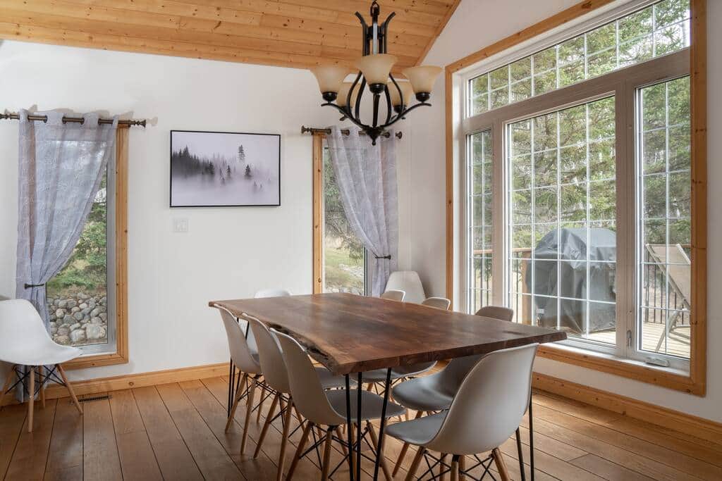 Seating for up to 10 guests at this beautiful wood table.