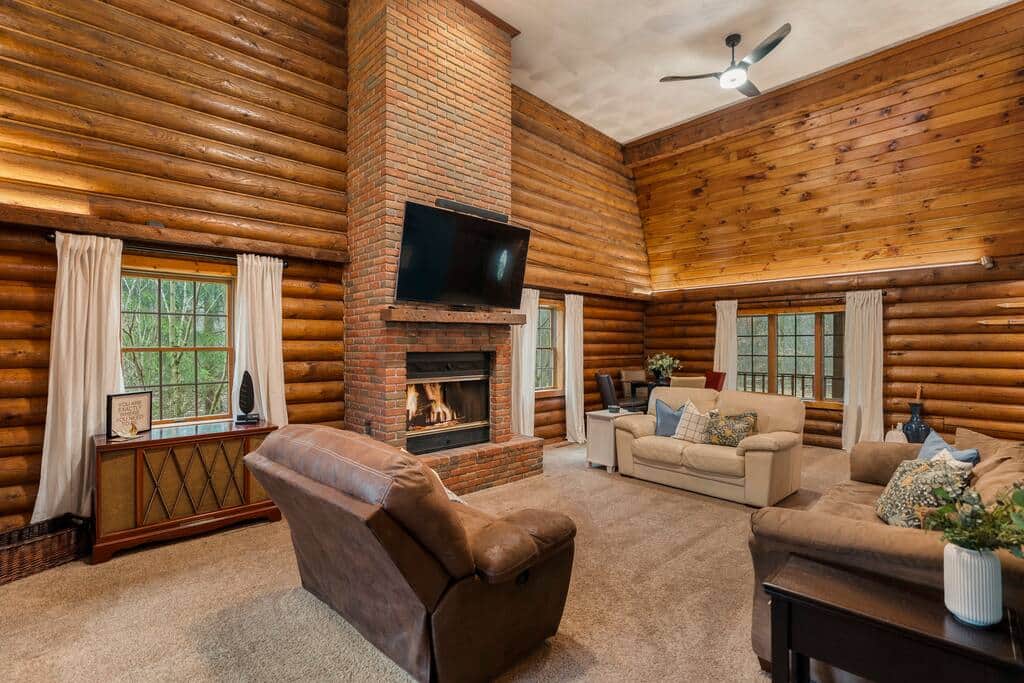 gas fireplace with 60 in television