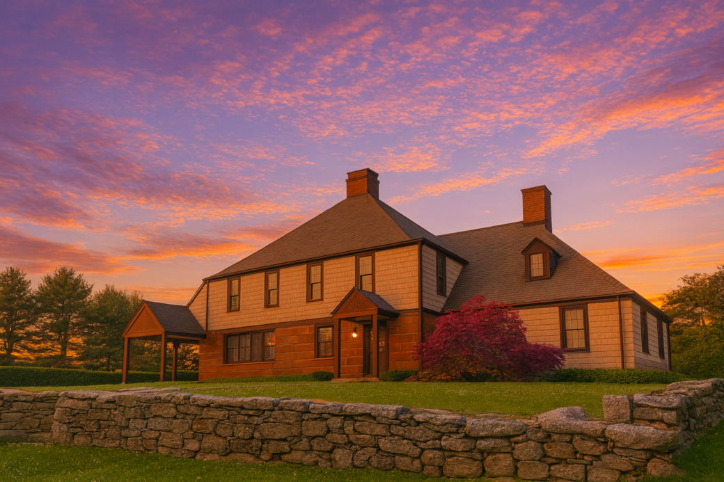 House front at sunset
