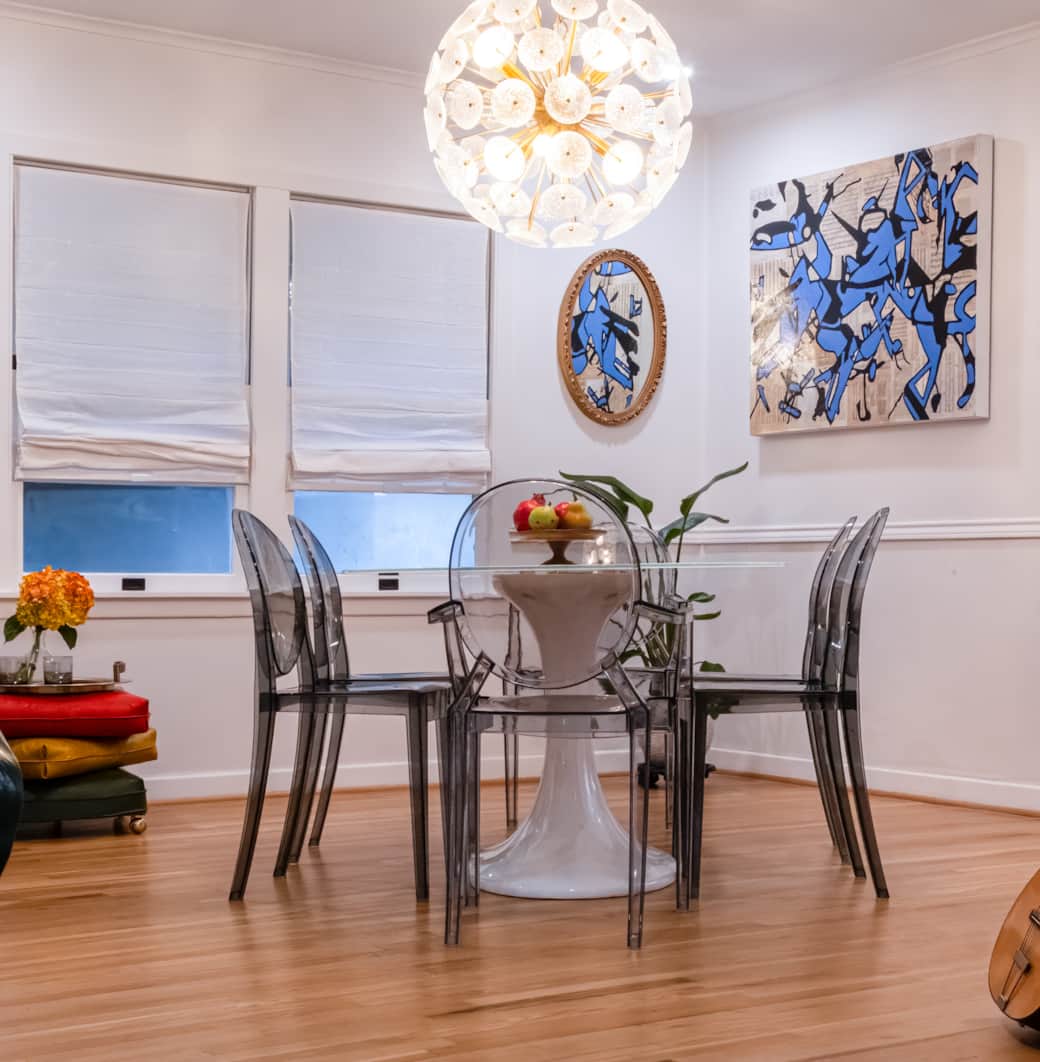 Dining table has seating for 6