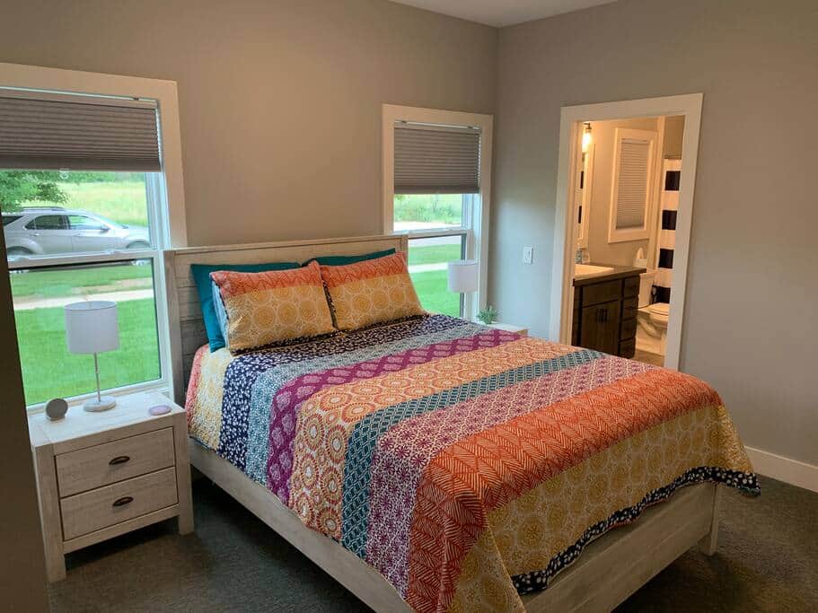 Second bedroom features an attached full bathroom and brand new queen bed and bedroom set! Second bedroom features an attached full bathroom and brand new queen bed and bedroom set!