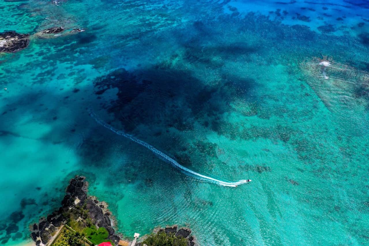 Aerial view of Pereybère beach