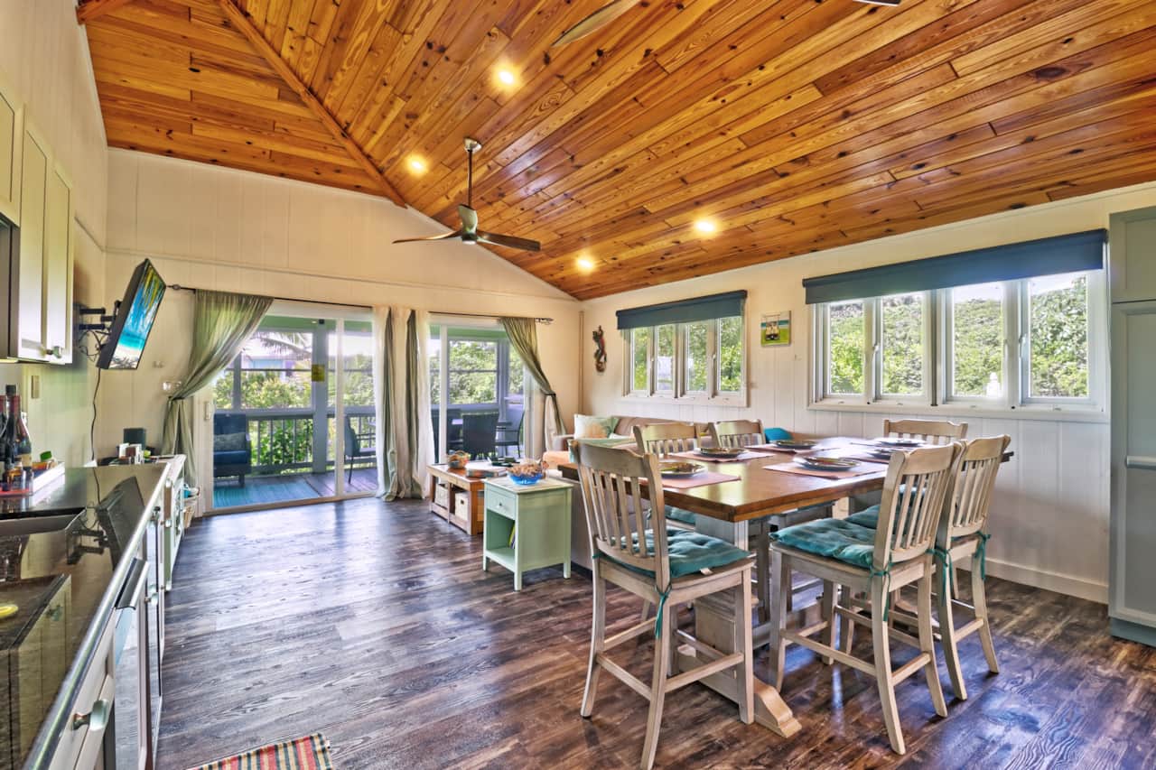 Our open floorplan living area flows from living room, to dinging coffee/wet bar to kitchen