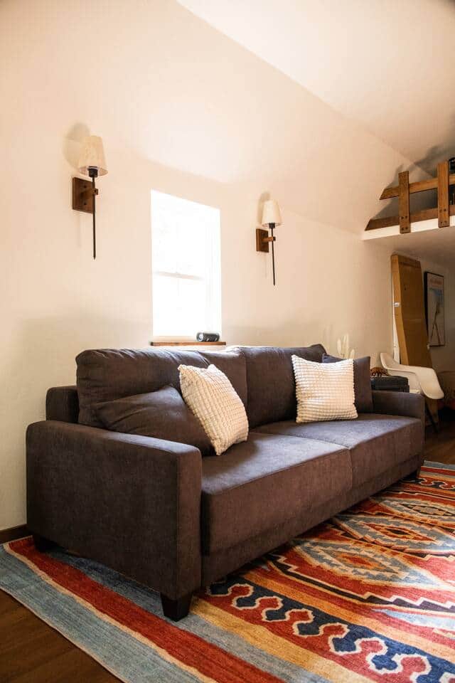 This convertible sofa features built-in storage for all your bedding needs. It easily transforms into a comfortable queen-size bed with no creases, bars, or the need for an egg crate topper! This convertible sofa features built-in storage for all your bedding needs. It easily transforms into a comfortable queen-size bed with no creases, bars, or the need for an egg crate topper!