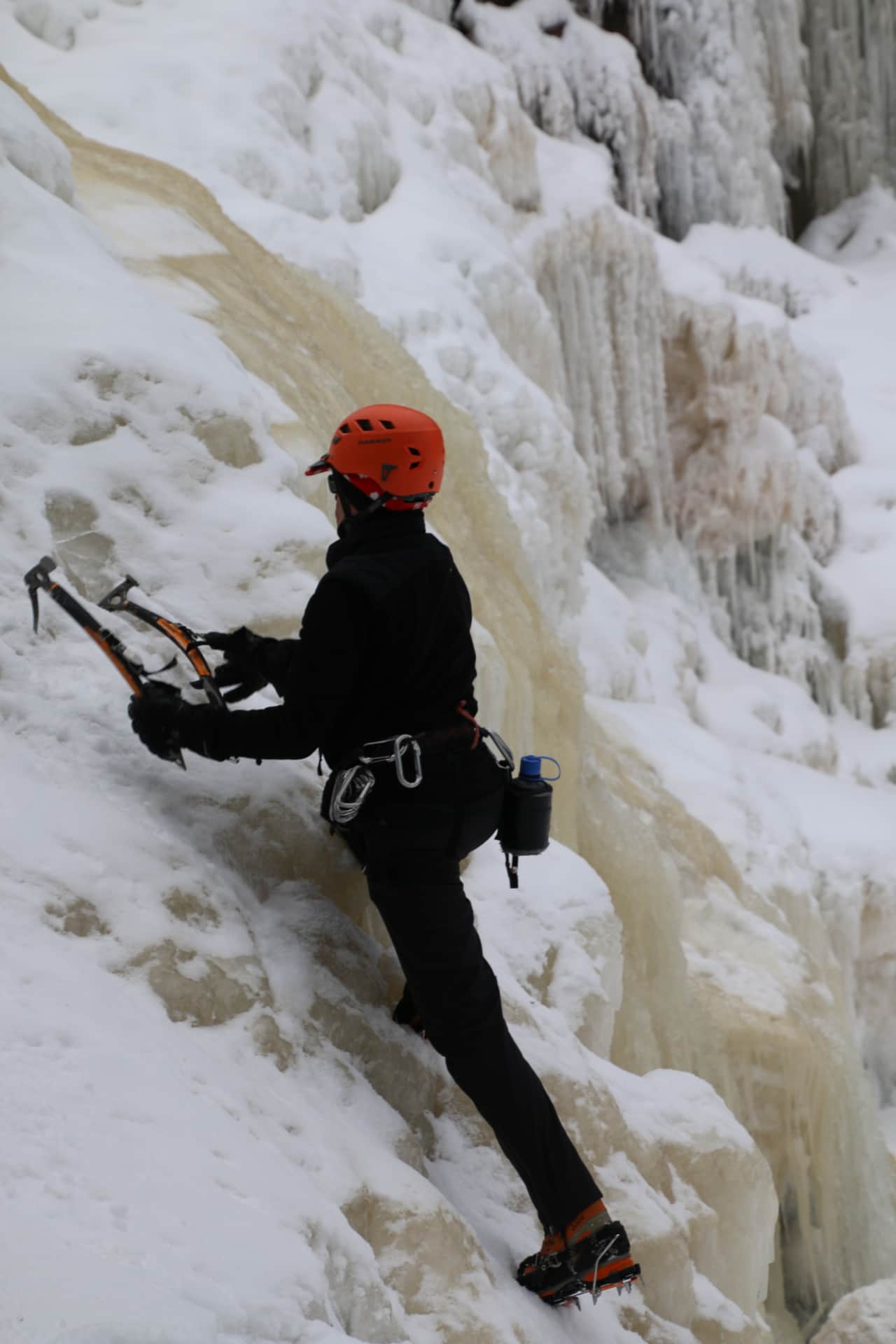 Ice climbing a favorite sport on the shore.  