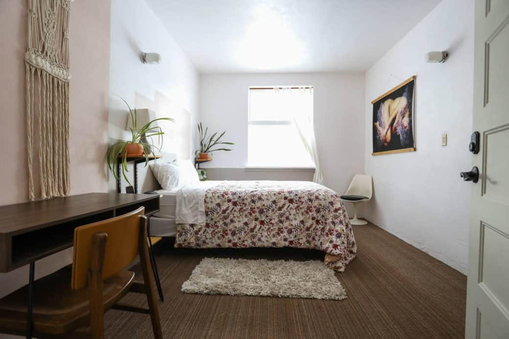 One room has pillow top bed and is higher than the others. This room accommodate a pac n play or twin. We have an air mattress tucked away in our linen closet. 