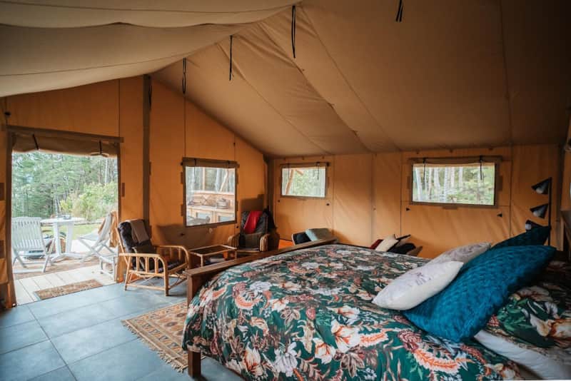 Californian king bed, with plenty of room to sit inside as well