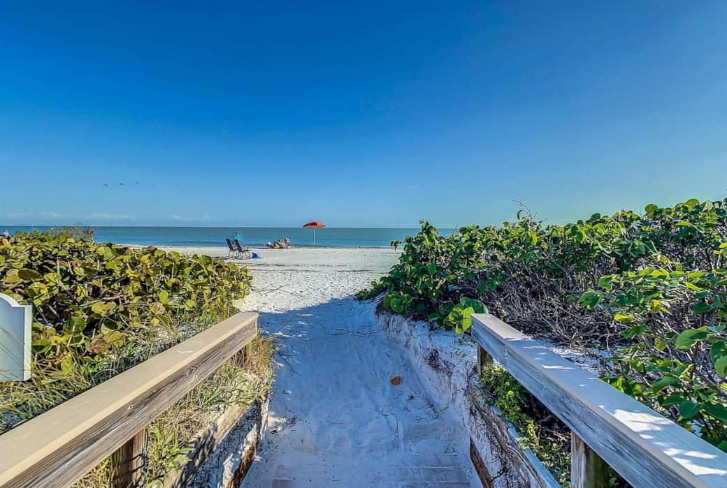 Beach entrance from building