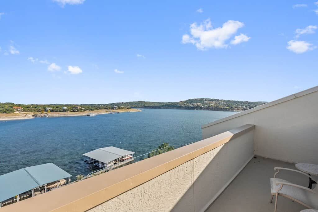 Relax on the upper deck with breathtaking lake views.