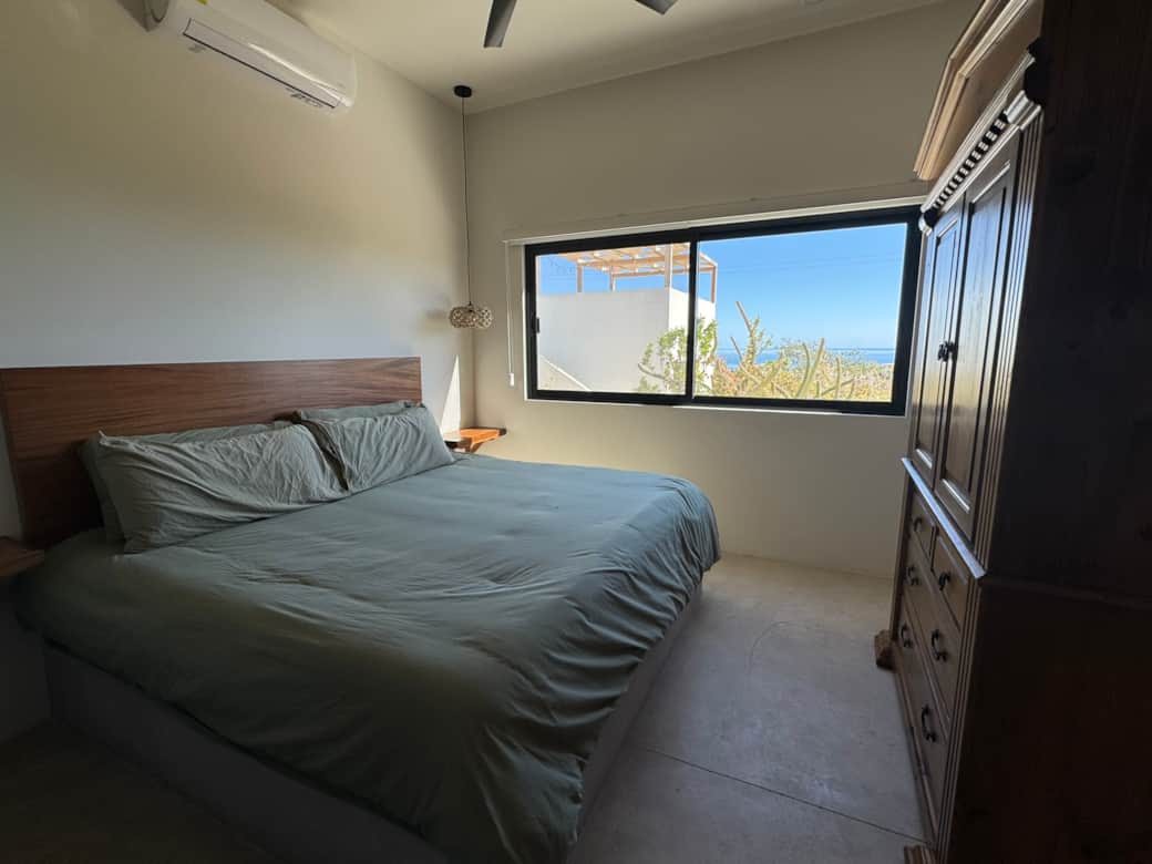 Wake up in the master bedroom’s king-size bed with soft sheets and a stunning wooden dresser. Wake up in the master bedroom’s king-size bed with soft sheets and a stunning wooden dresser.