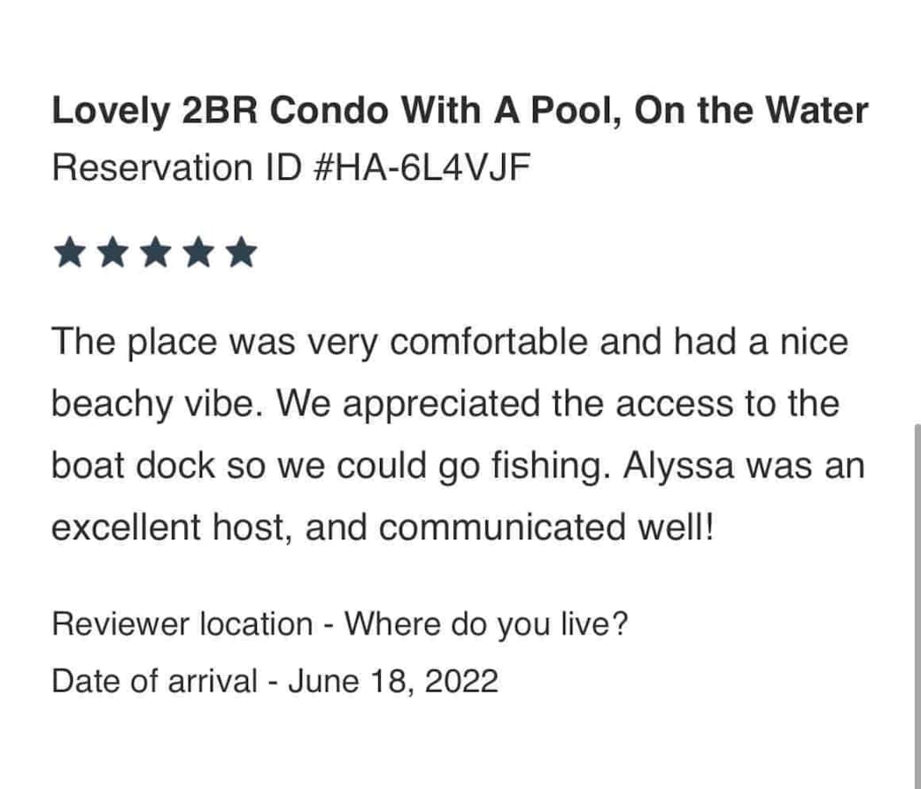 Review from VRBO guest.