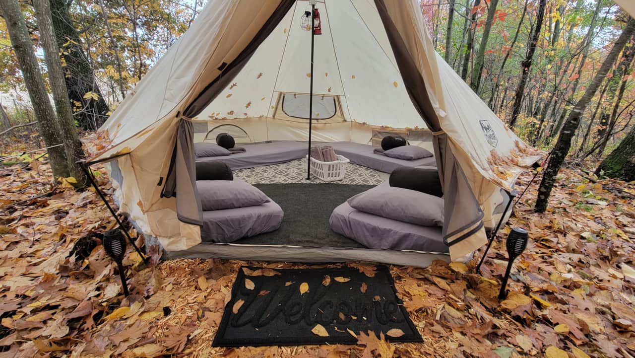 Tent set up for 4