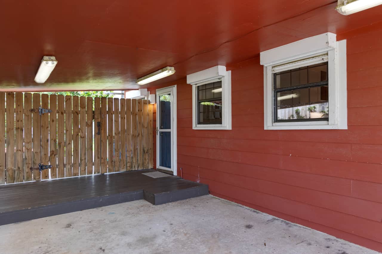 Back door under car port