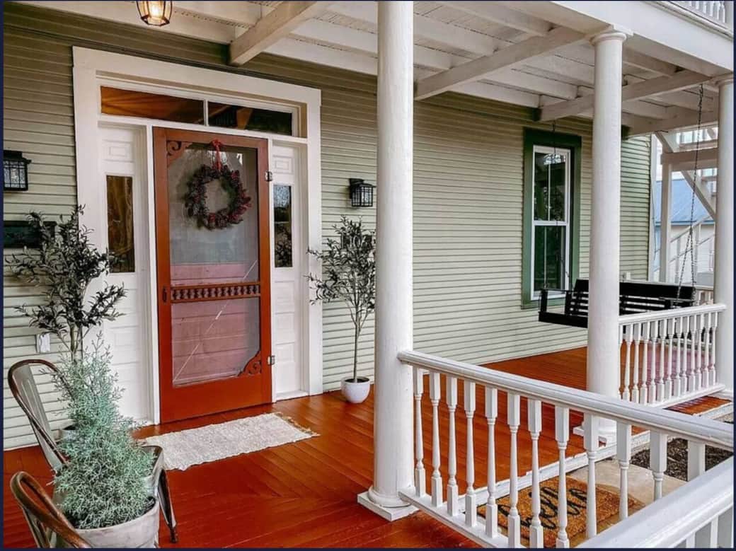 Porch swing perfect for your morning coffee or evening glass of wine