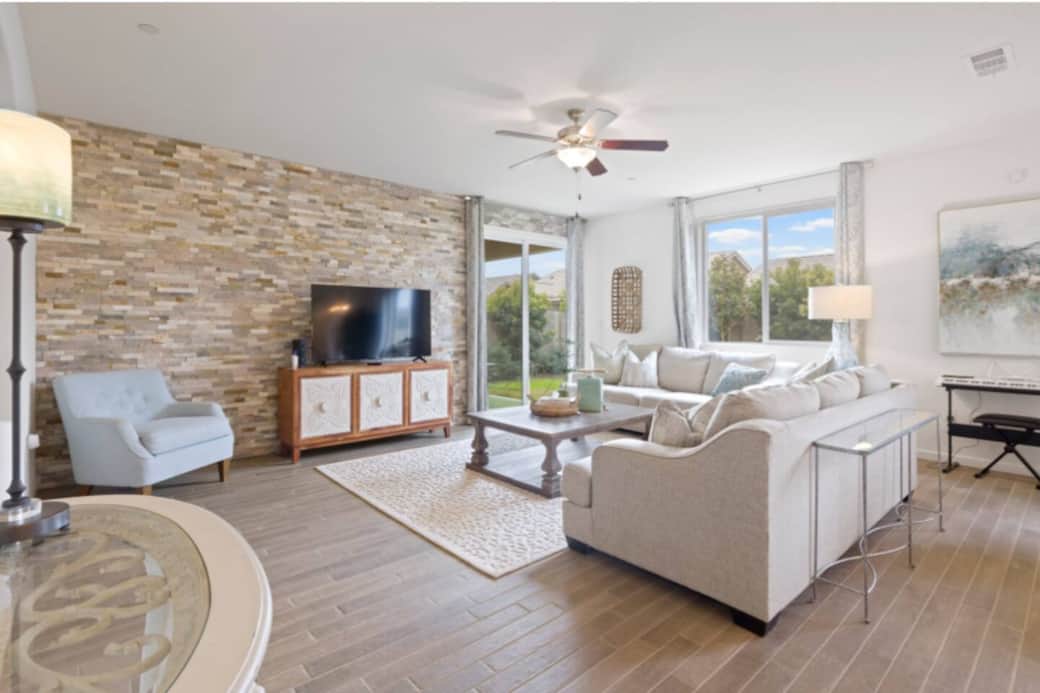 Clean, cozy, spacious living room, with a beautiful open plan.  