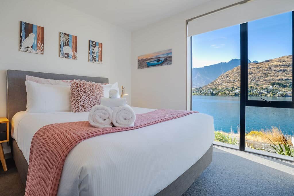 View from queen bedroom over Lake Wakatipu and The Remarkables