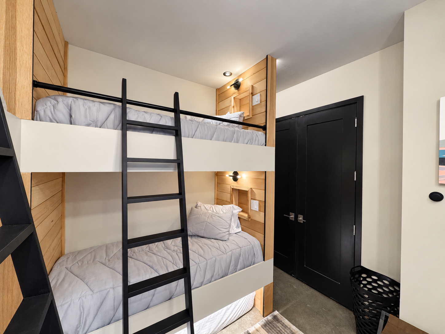 Built-in twin bunks and bedside lighting.