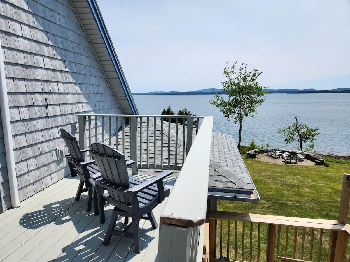 Private deck with views of Acadia