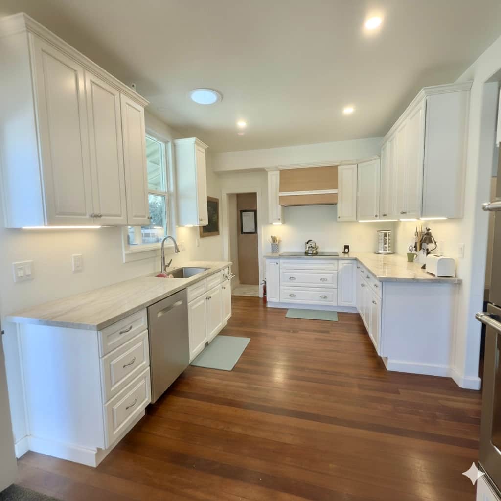 Kitchen with multiple work areas