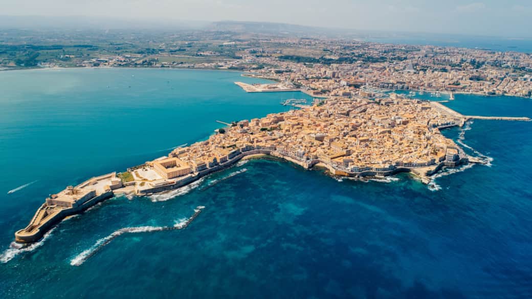 Aerial view of Ortigia in Siracusa Sicily