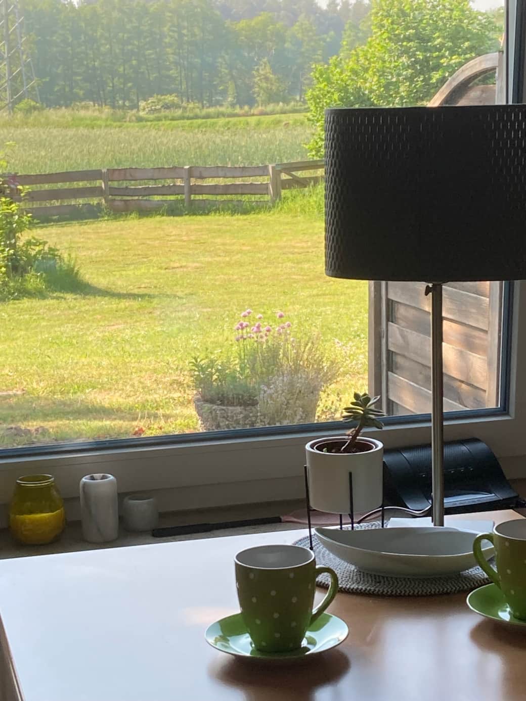 Ausblick beeim Frühstück Ferienwohnung Eule