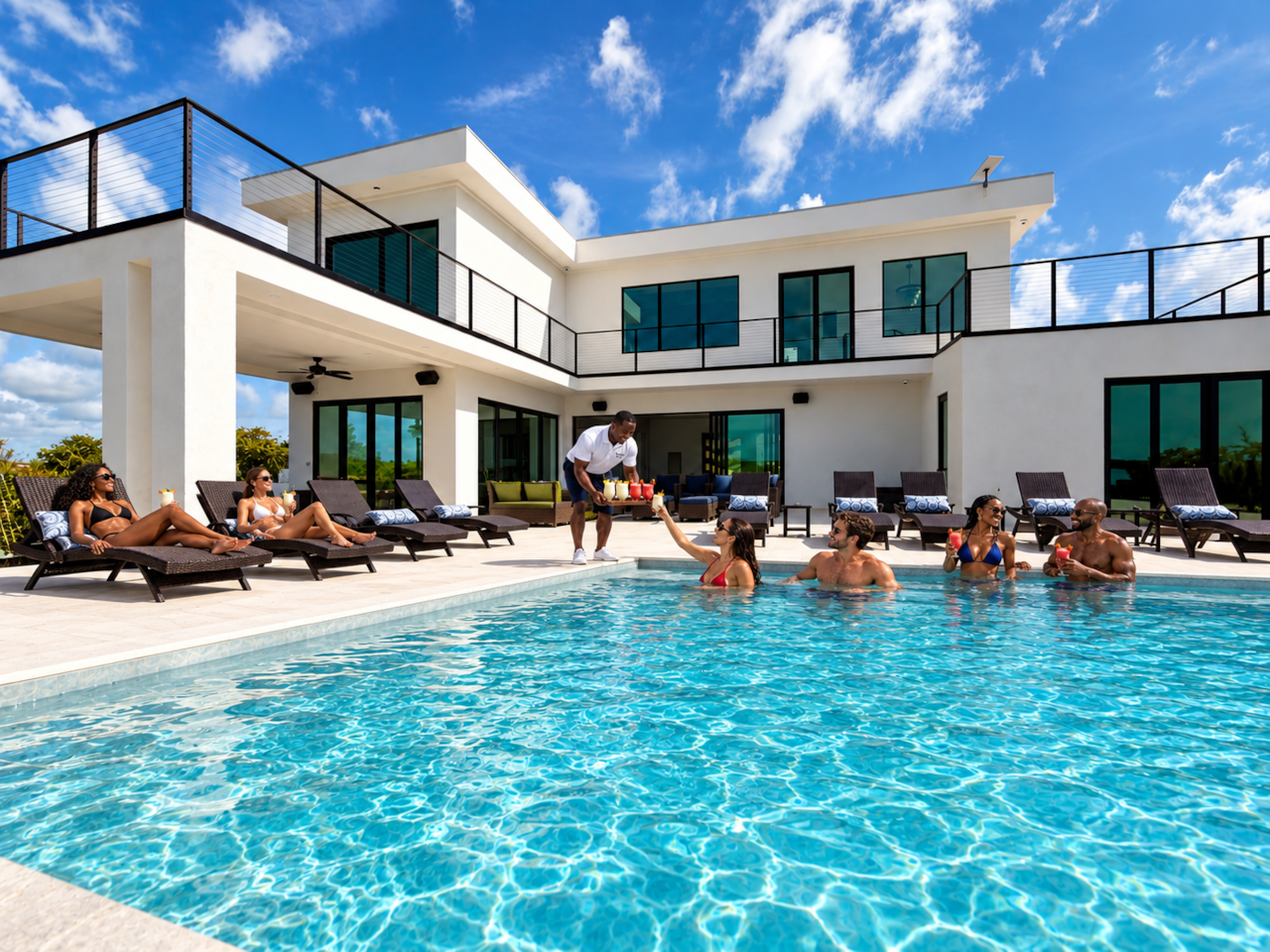 Butler at pool