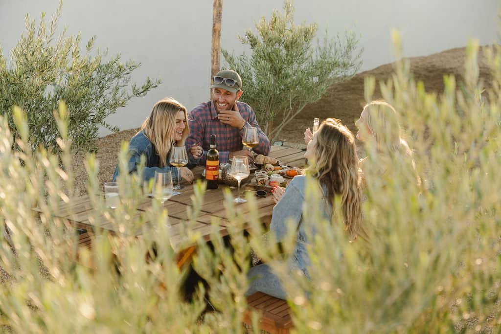 Happy hour in the olive grove dining