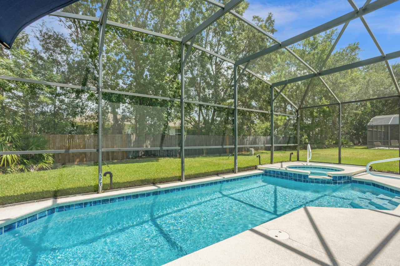 Secluded pool and spa