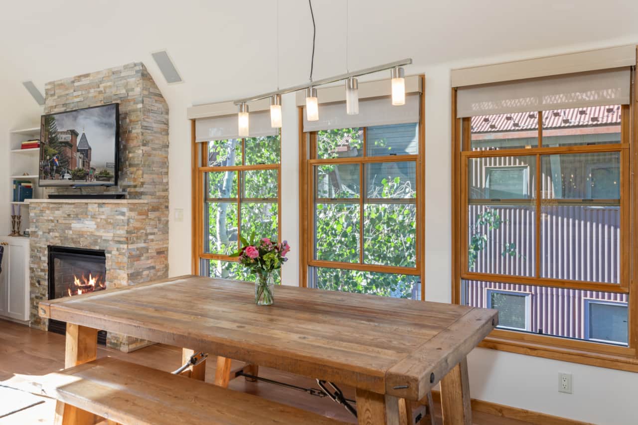 The top-level dining area allows for plenty of seating and light