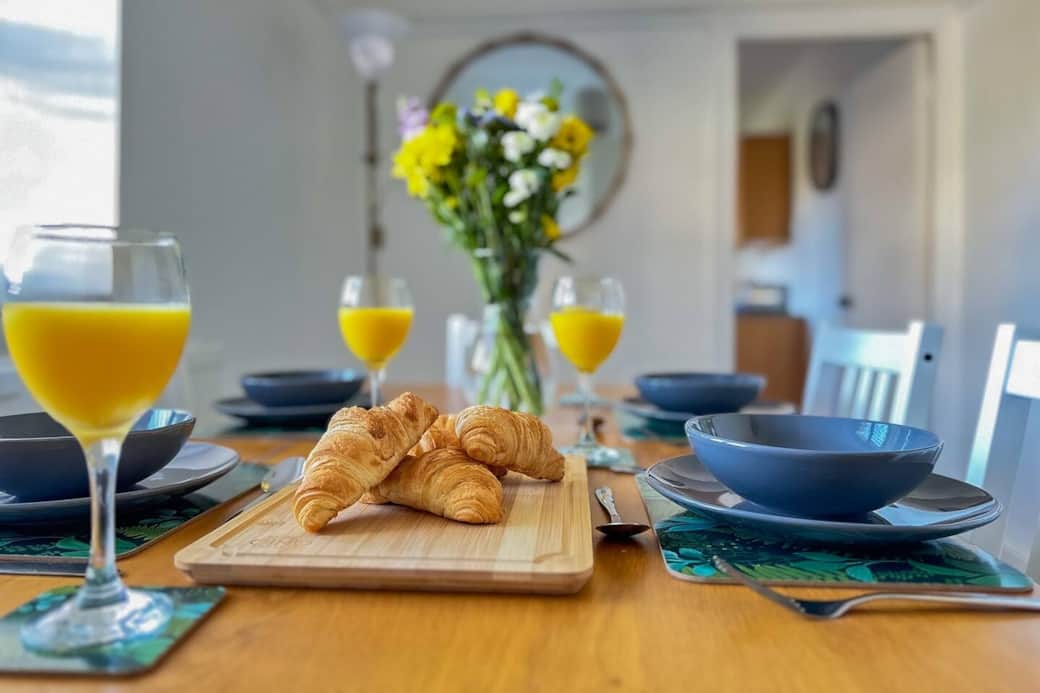 Dining table set for breakfast