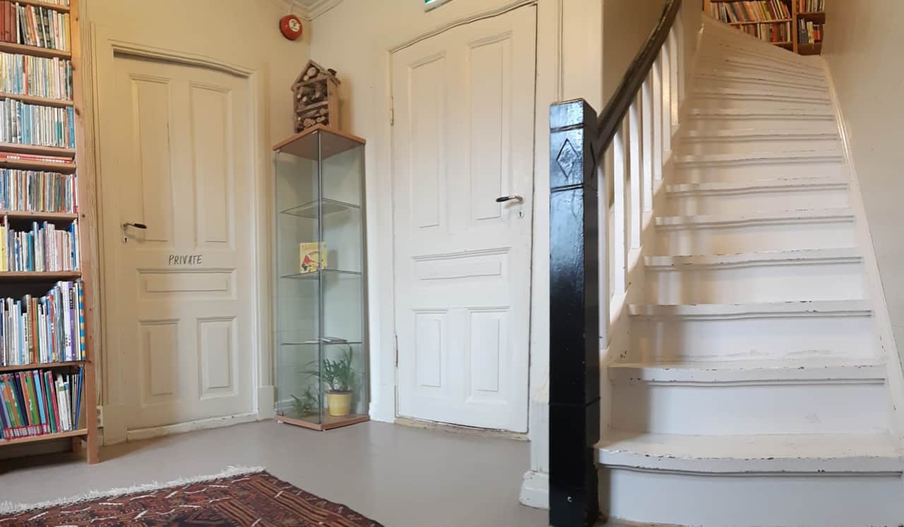 Access to the guest rooms via two flights of steep stairs.