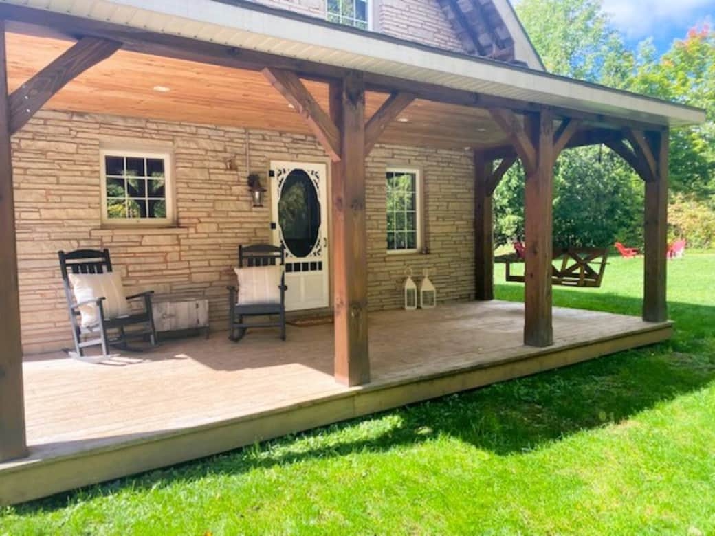Relax and unwind in the rocking chairs and porch swing on the front porch.