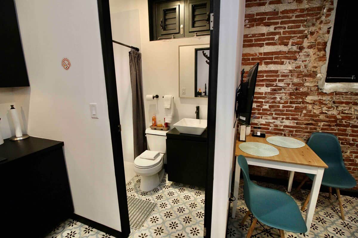 Every apartment comes with a private bathroom. We include towels, toilet paper, soap, shampoo, conditioner, and body wash.