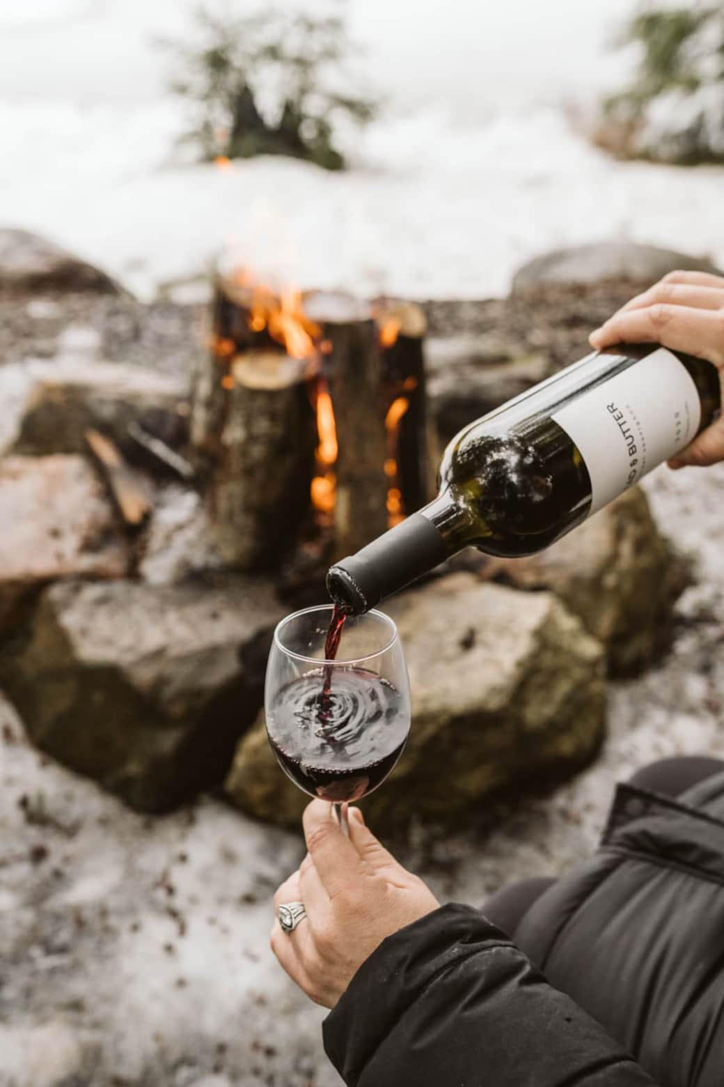 Enjoy a drink at the lower fire pit