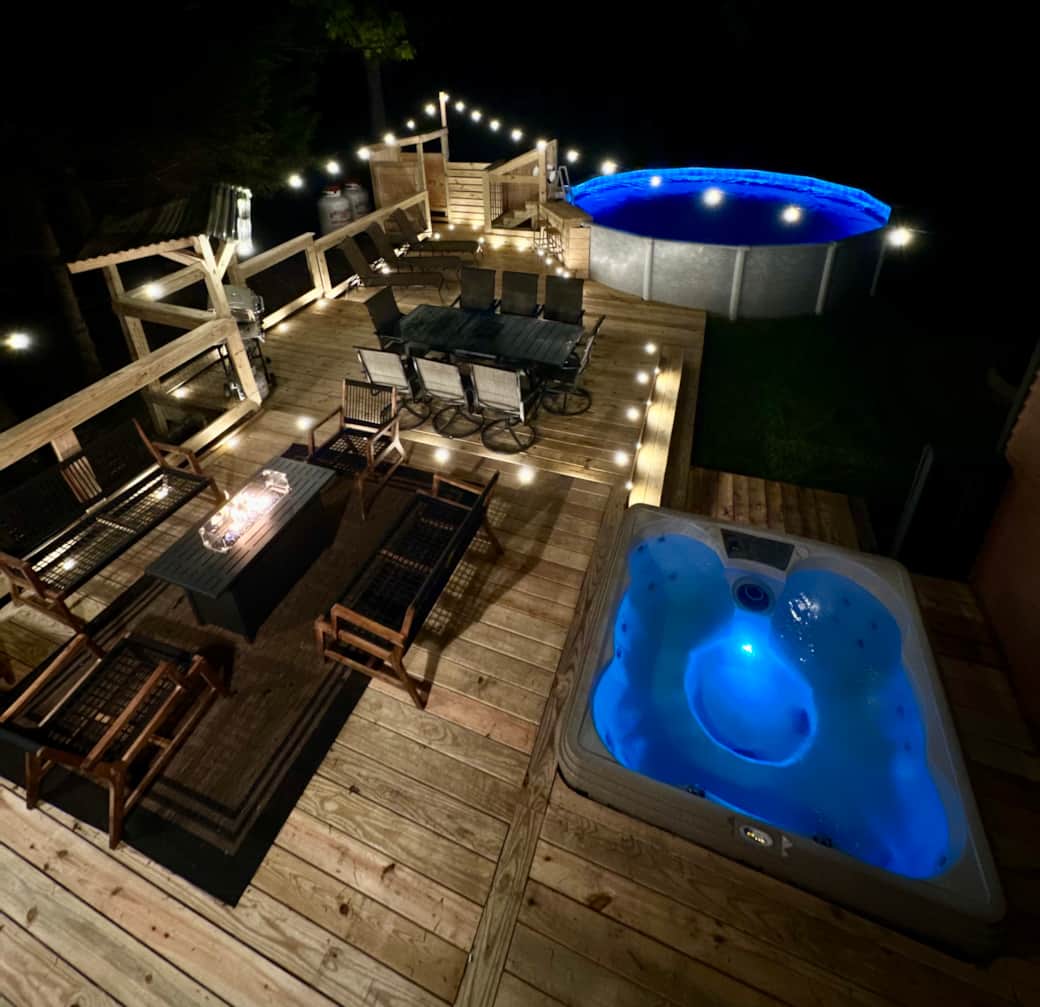 Back deck and pool Back deck and pool