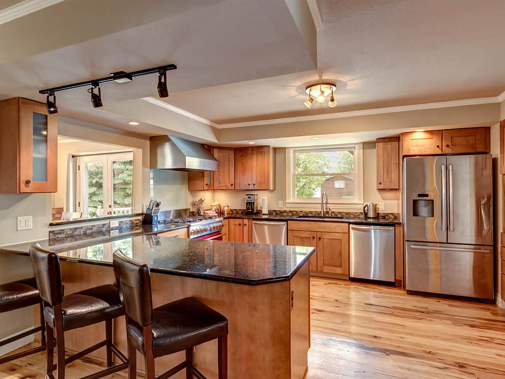 Gourmet kitchen, with mountain views