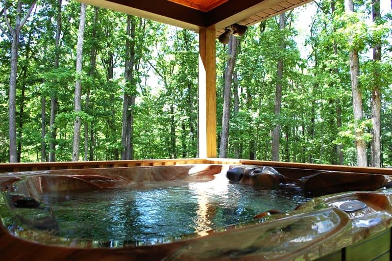 Private hot tub under covered deck
