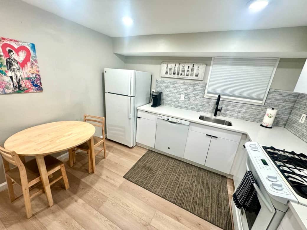 Full  Kitchen includes dishwasher, oven/stove, refrigerator, microwave, garbage disposal, dishes, and cookware, Keurig coffee maker.