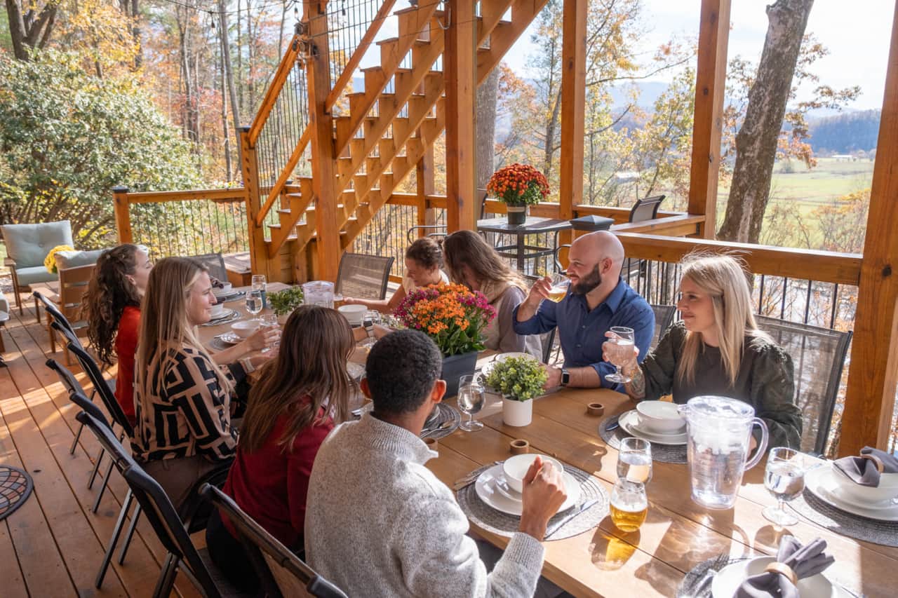 Dinner Setup on Lower Covered Porch