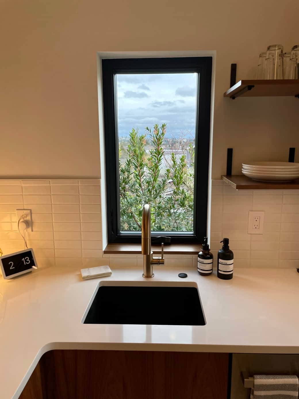 Doing dishes never looked so beautiful. Peak at the Cascade mountain range on a clear day!