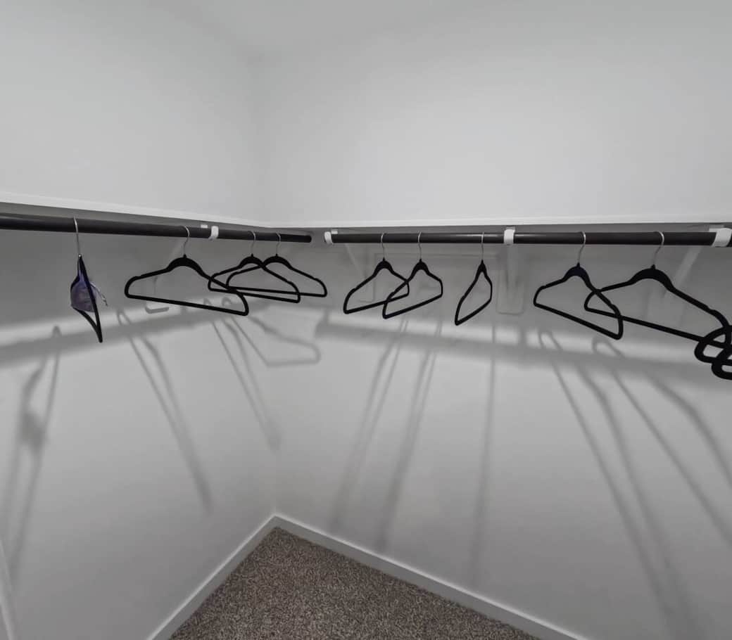 Complimentary hangers to hang clothes in all closets upstairs.