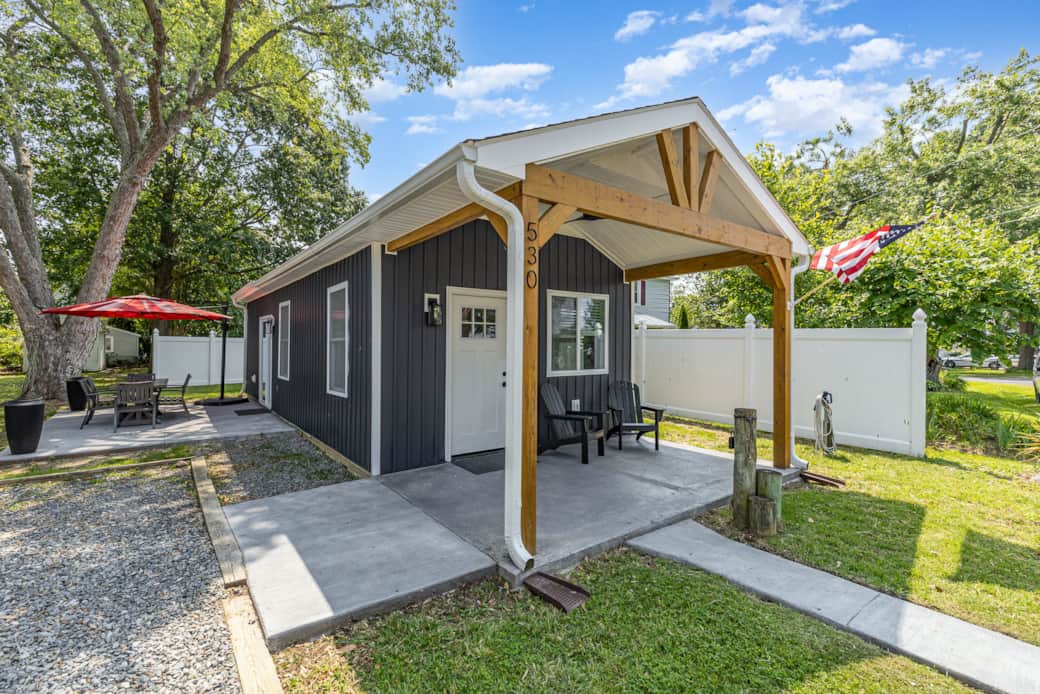 Covered Front Porch with Adirondack Chairs, Ceiling Fan and Waterviews! Covered Front Porch with Adirondack Chairs, Ceiling Fan and Waterviews!