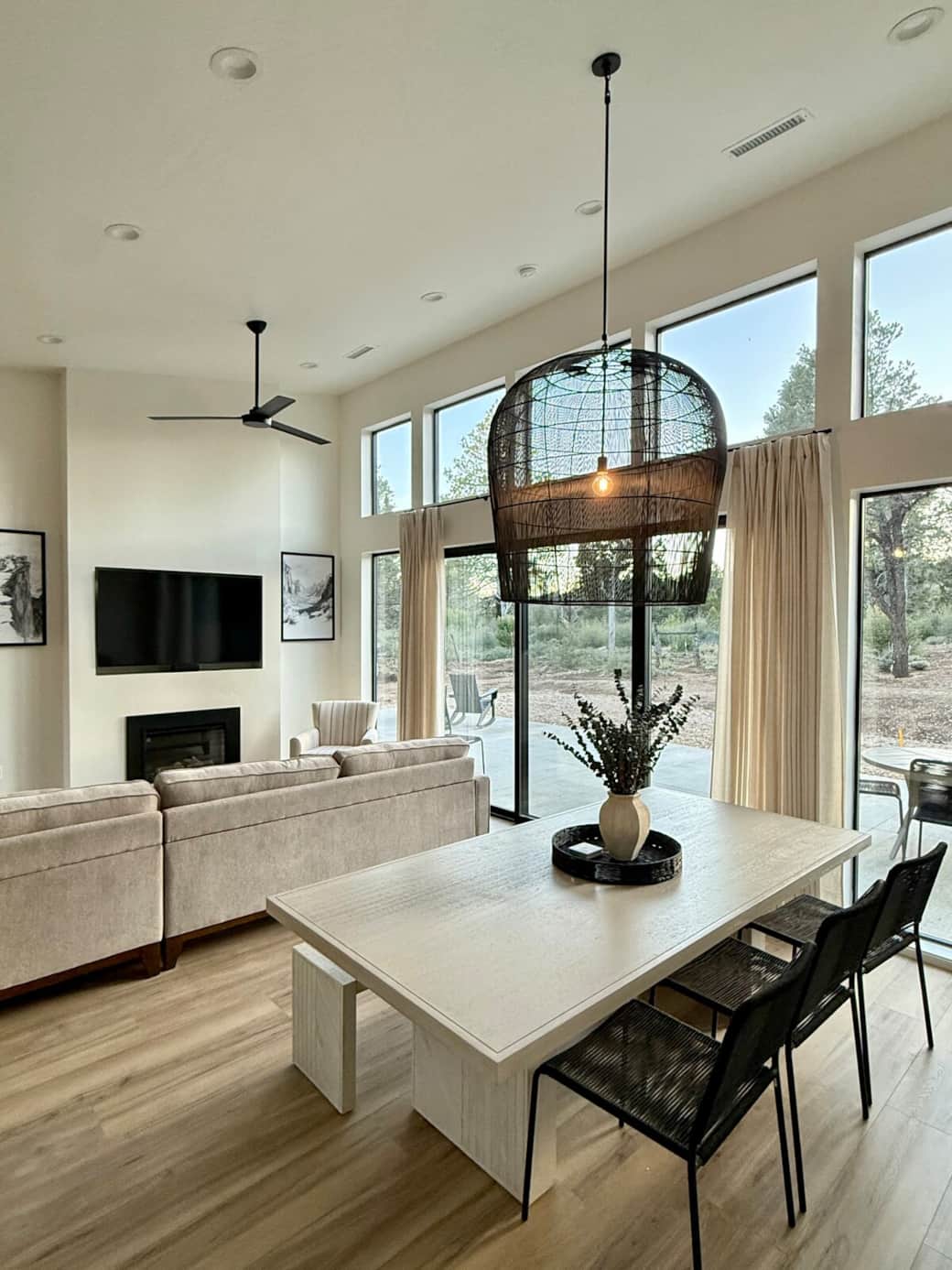 Dining seating for 6 in open concept living area.