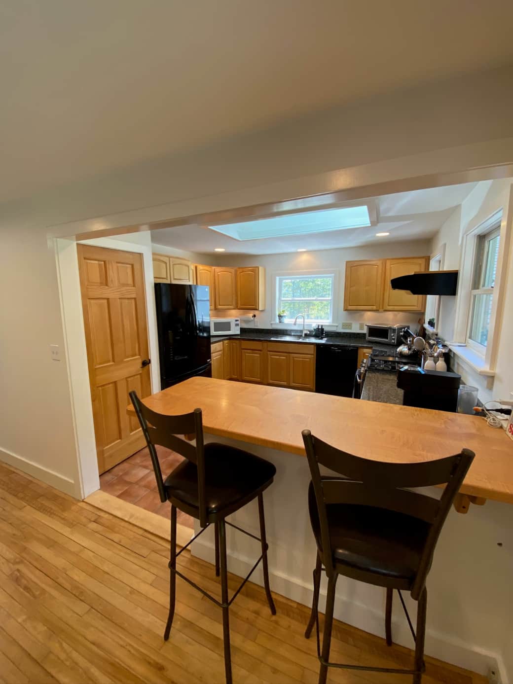 Kitchen right off the dining area