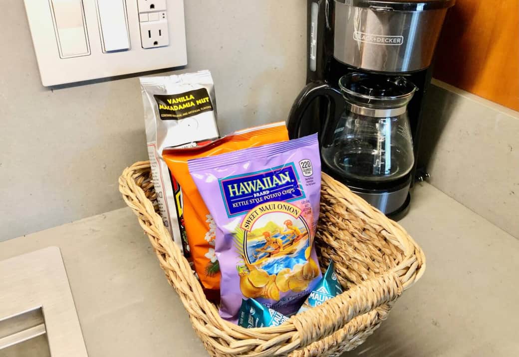 Complimentary coffee, tea and snacks.