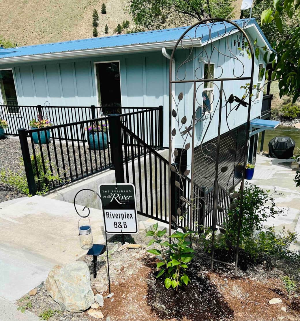 Access to front door of 2 bedroom B&B unit is down the stairs 