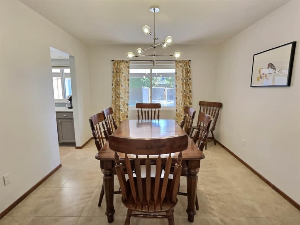 Dining room overlooks the pool