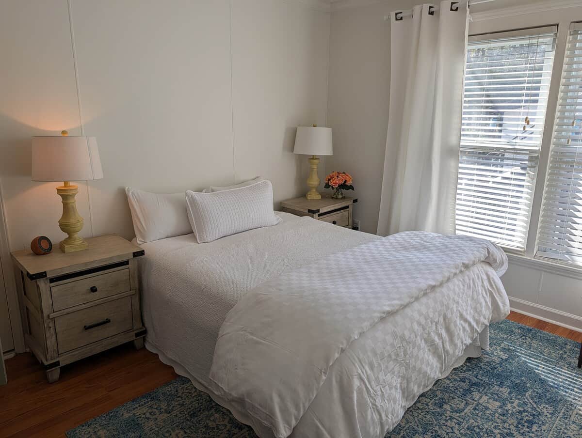 Comfy queen bedroom on 1st floor.